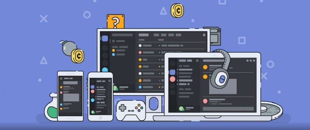 Discord logo with social connection concept illustration